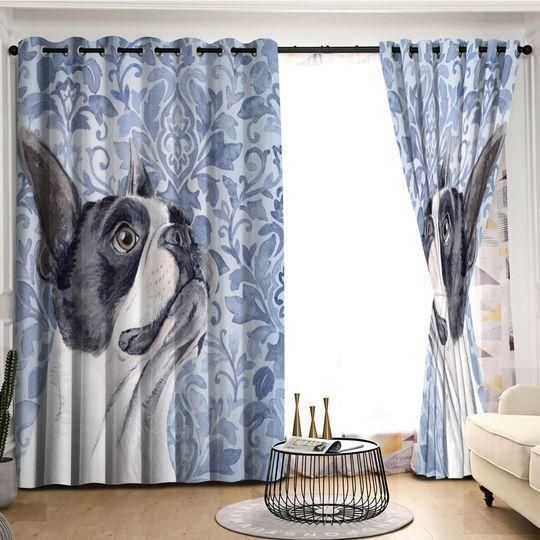 Boston Terrier Mandala Design Printed Window Curtain Home Decor