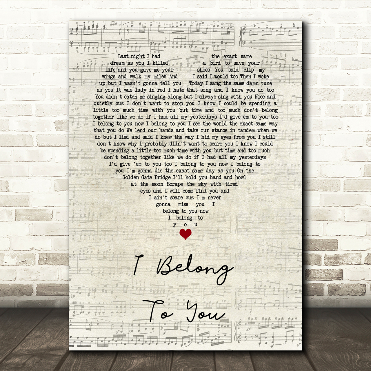Brandi Carlile I Belong To You Script Heart Song Lyric Quote Music Poster Print