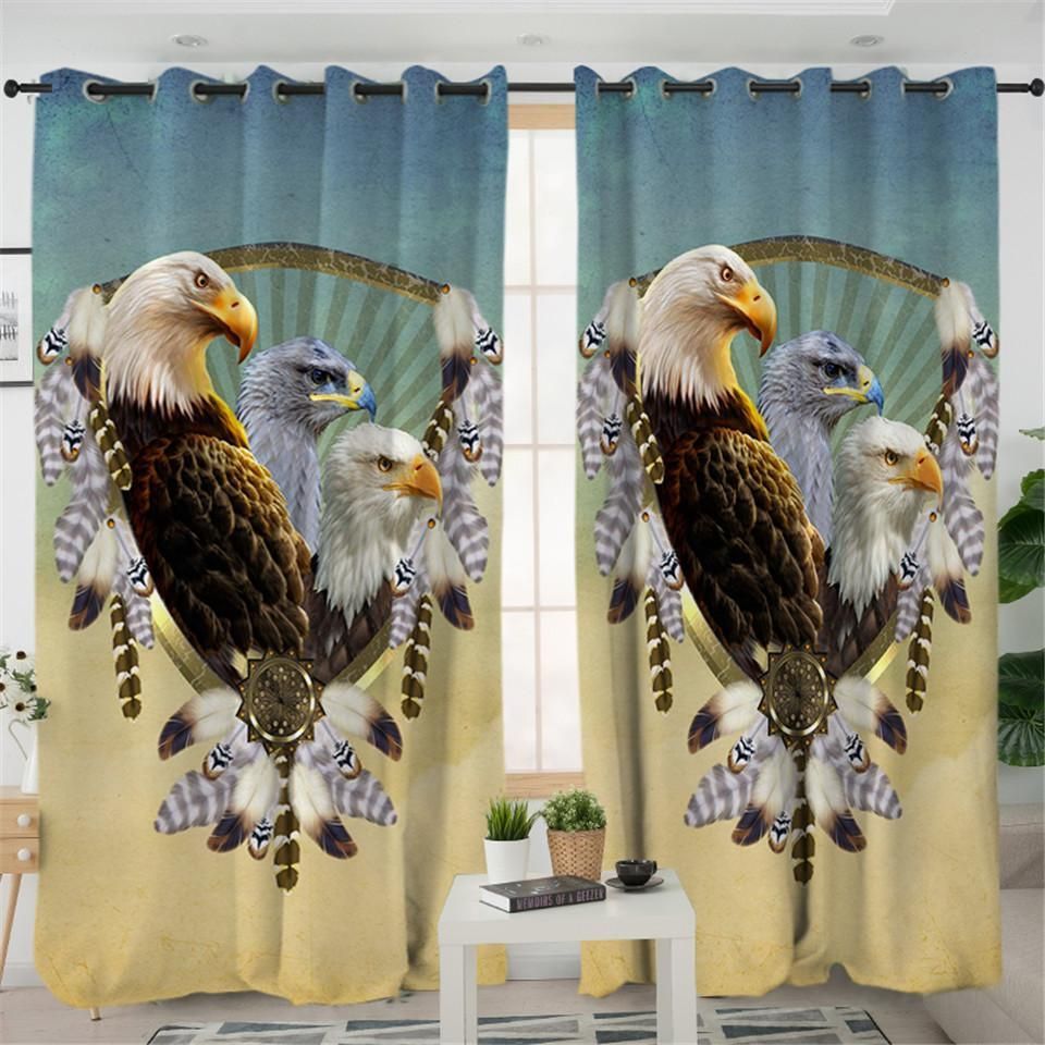 Brave Feather Eagle Printed Window Curtain Home Decor