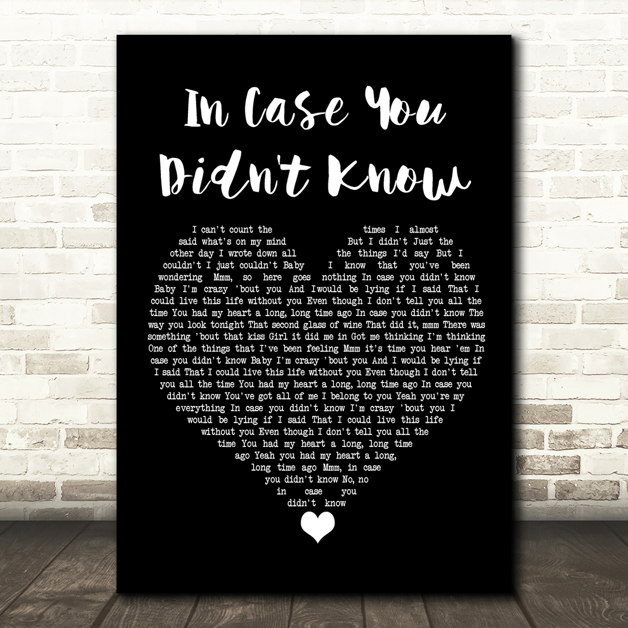 Brett Young Boyce Avenue In Case You Didn't Know Black Heart Song Lyric Quote Music Poster Print