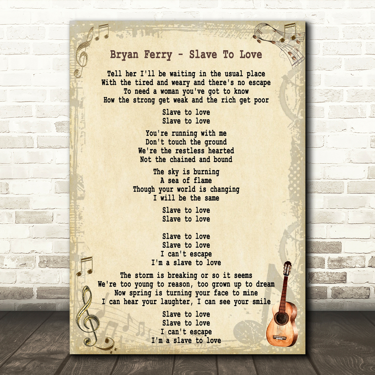Bryan Ferry Slave To Love Song Lyric Quote Print
