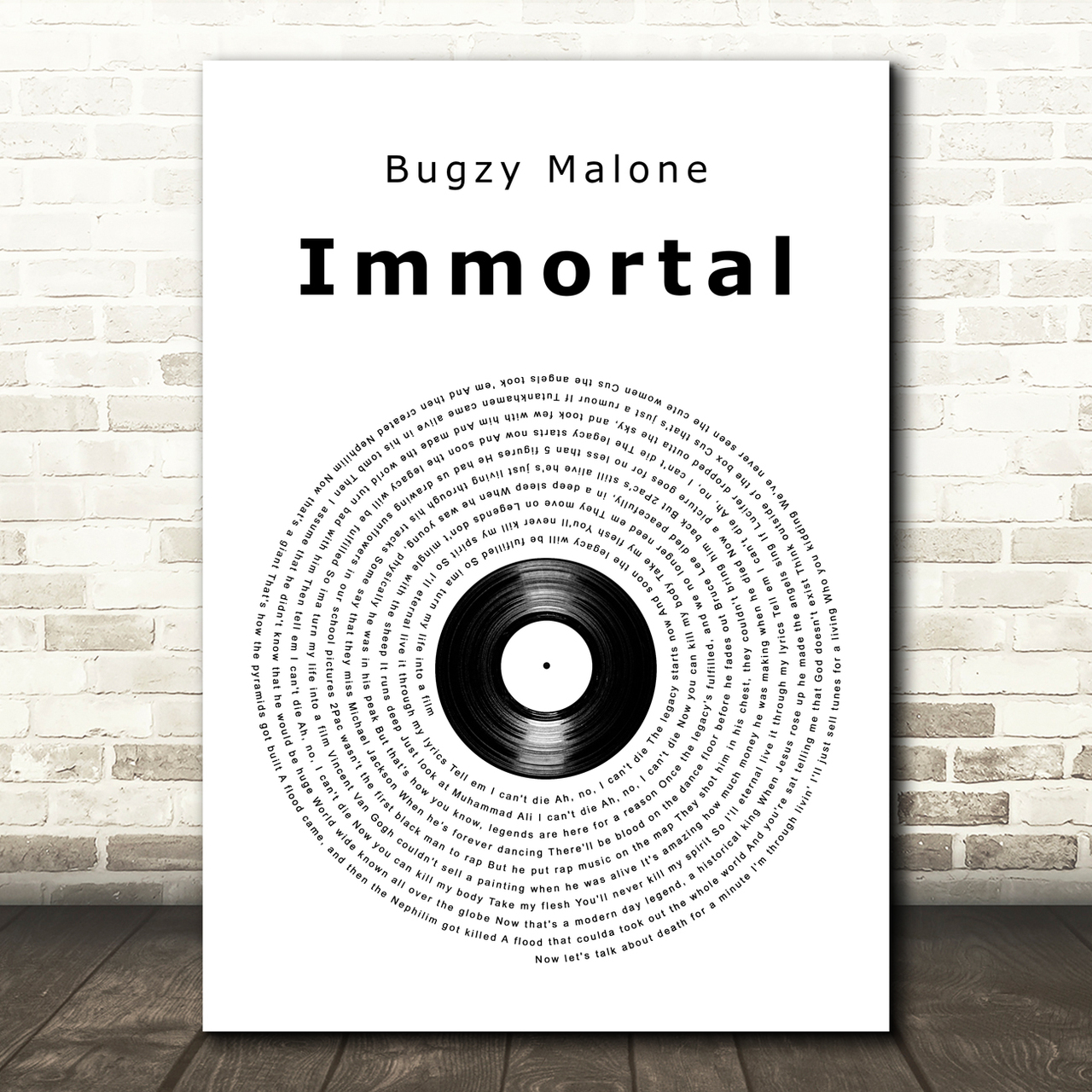 Bugzy Malone Immortal Vinyl Record Song Lyric Art Print