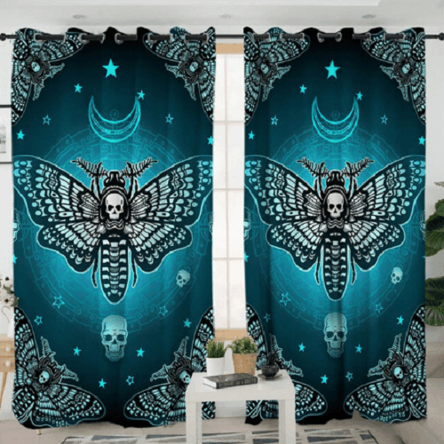Butterfly Gothic Skull Printed Window Curtain Home Decor