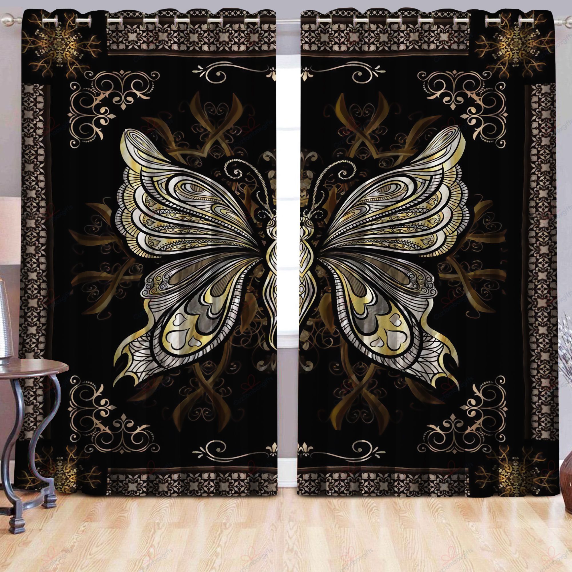 Butterfly Royal Printed Window Curtain Home Decor