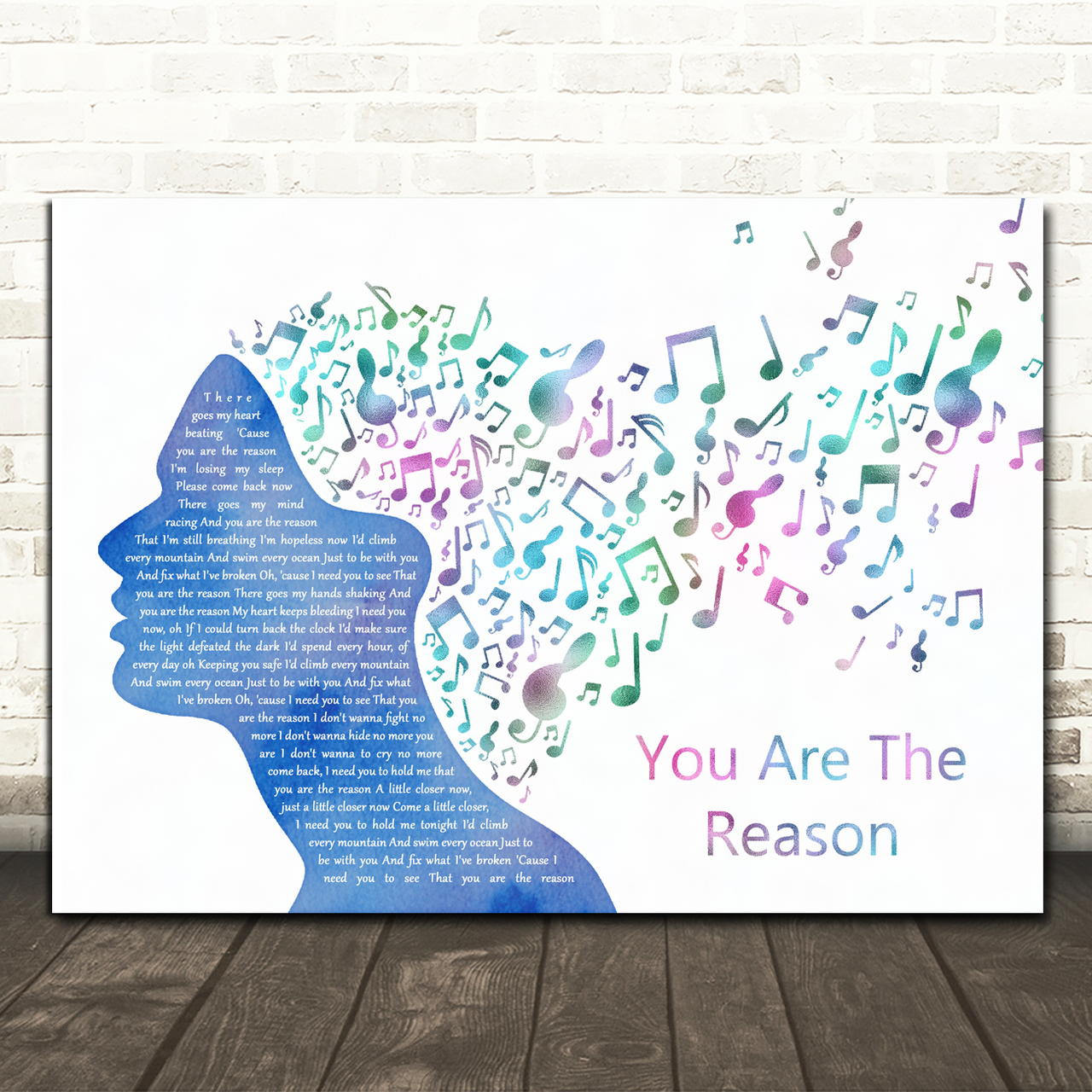 Callum Scott & Leona Lewis You Are The Reason Colourful Music Note Hair Song Lyric Art Print