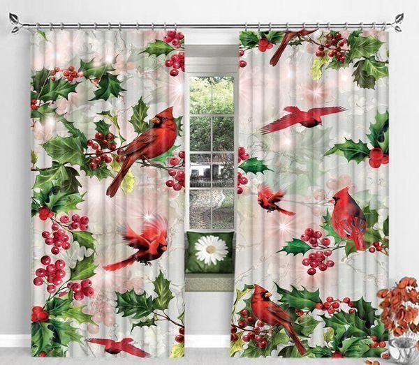 Cardinal Bird Printed Window Curtain Home Decor