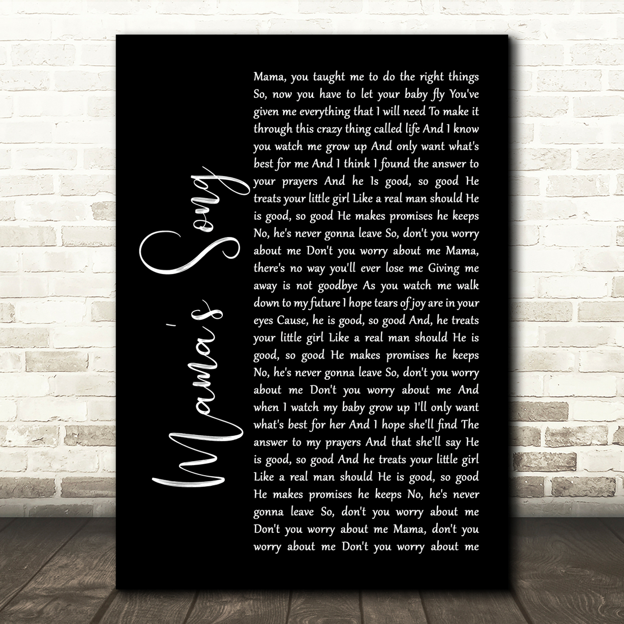 Carrie Underwood Mama's Song Black Script Song Lyric Music Print
