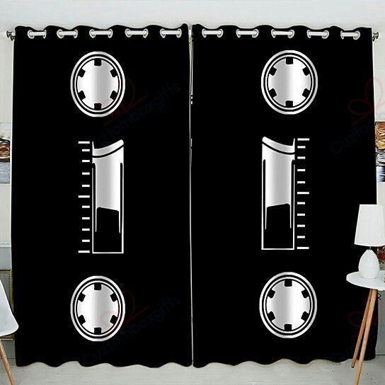 Cassette Tap Black And White Printed Window Curtain Home Decor