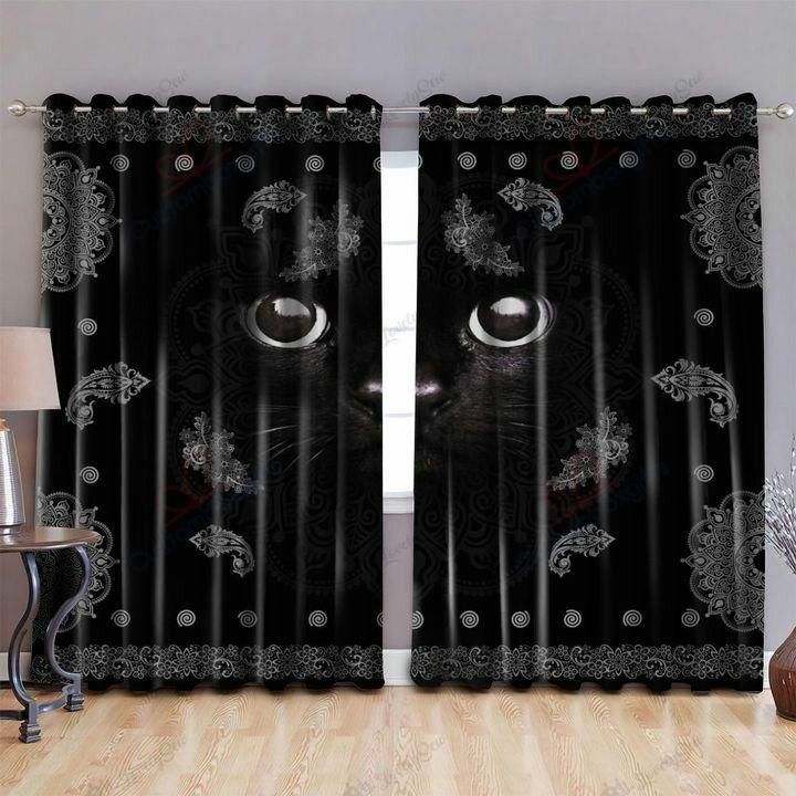 Cat Black Printed Window Curtain Home Decor