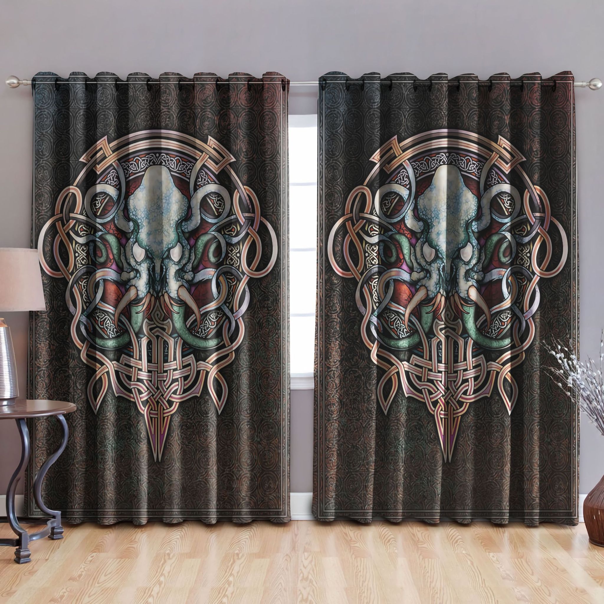 Celtic Monster Printed Window Curtain Home Decor