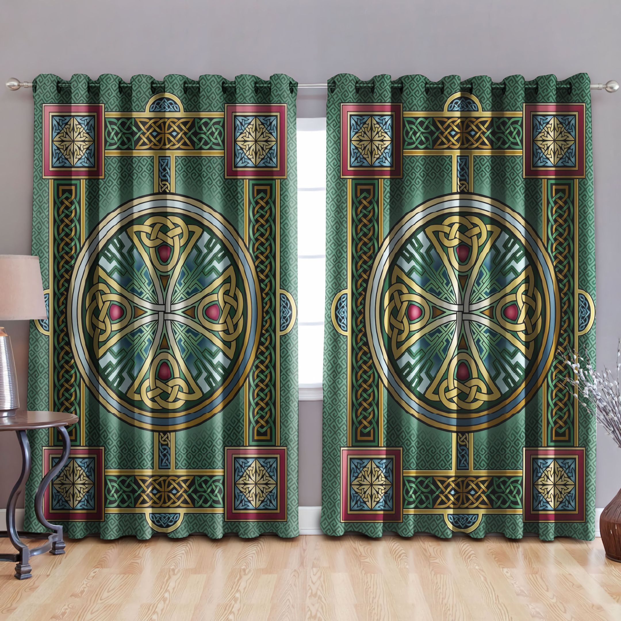 Celtic Pattern Viking Period Printed Window Curtain Home Decor