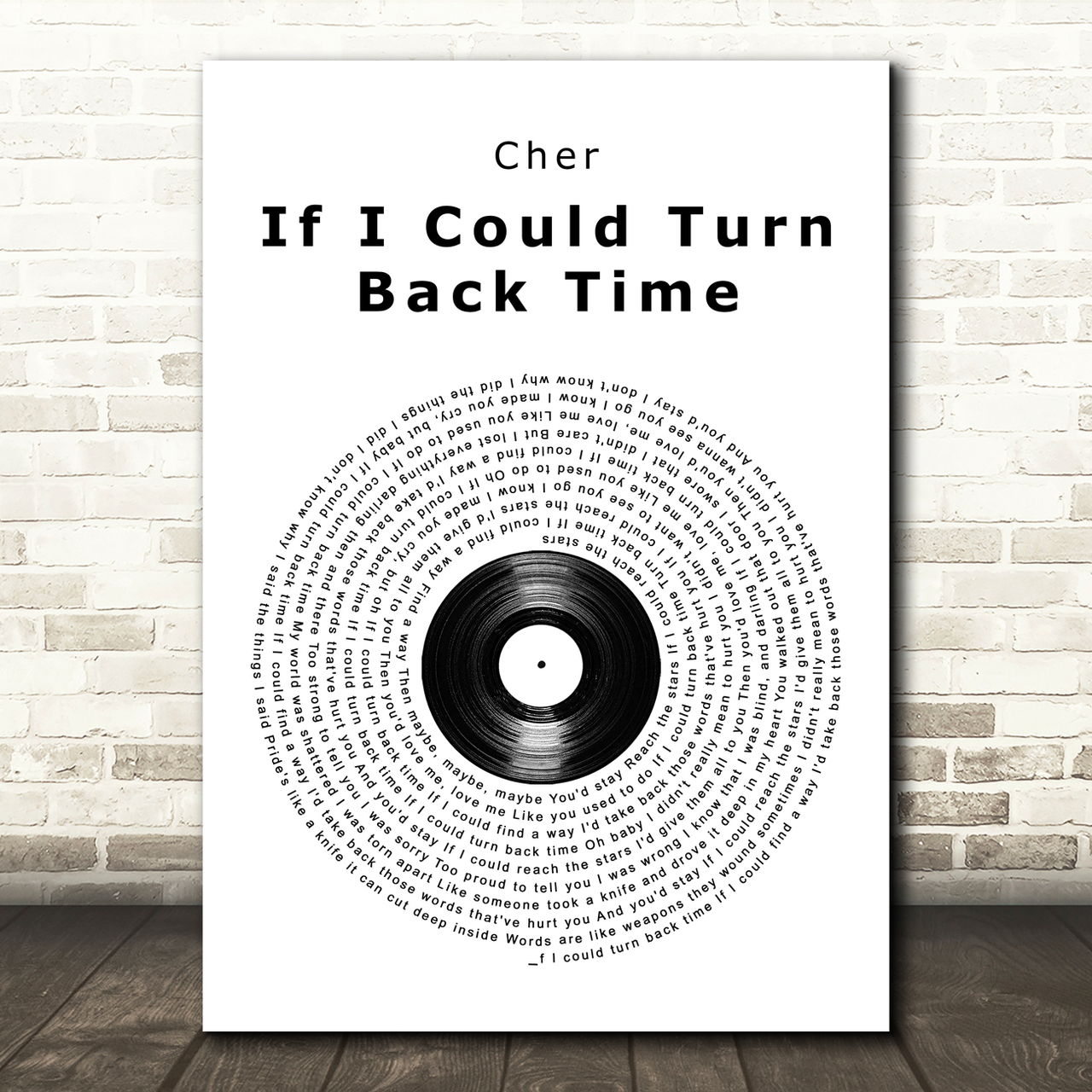 Cher If I Could Turn Back Time Vinyl Record Song Lyric Art Print
