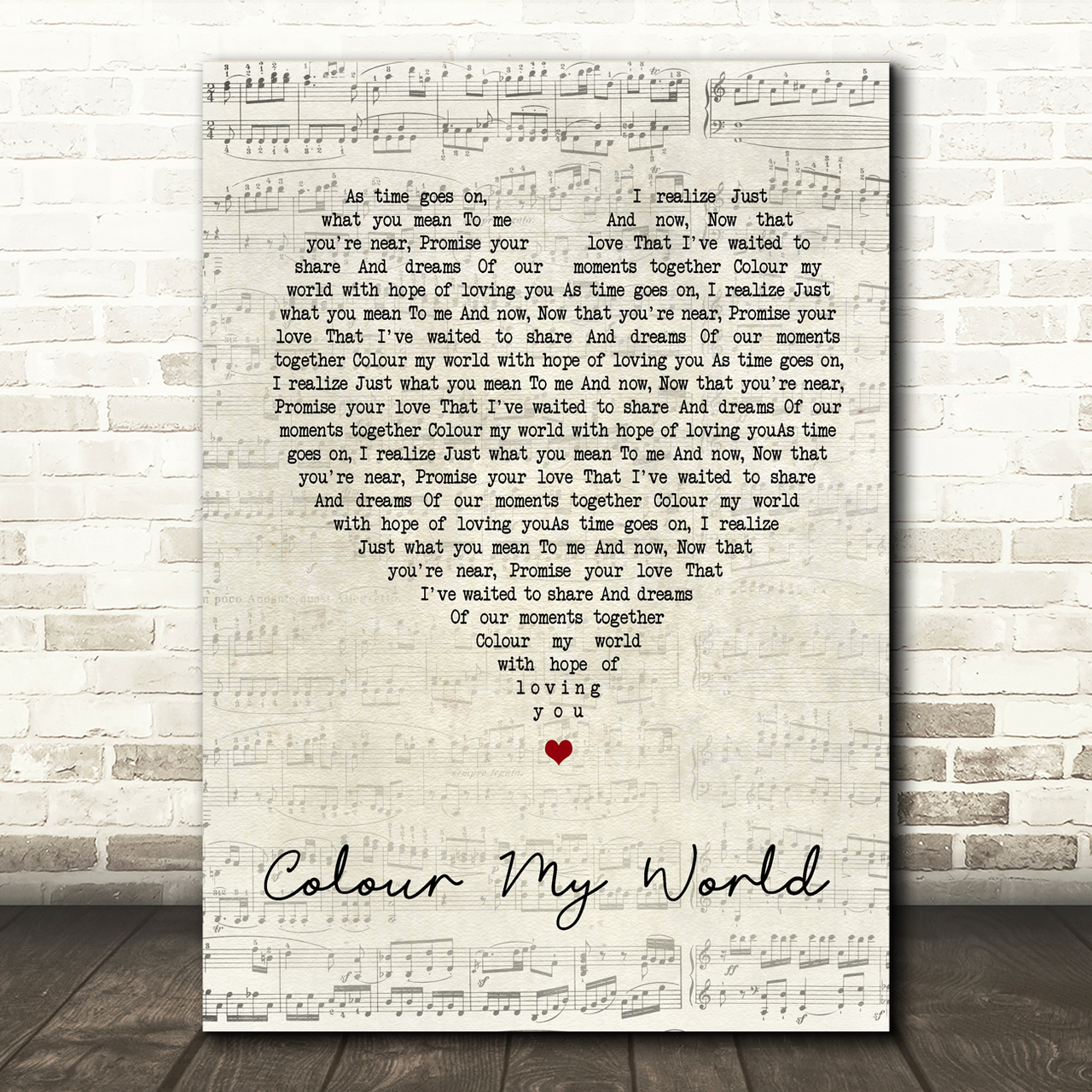 Chicago Colour My World Script Heart Song Lyric Print
