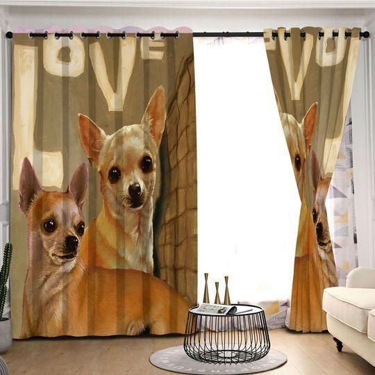 Chihuahua Brick Wall Printed Window Curtain Home Decor