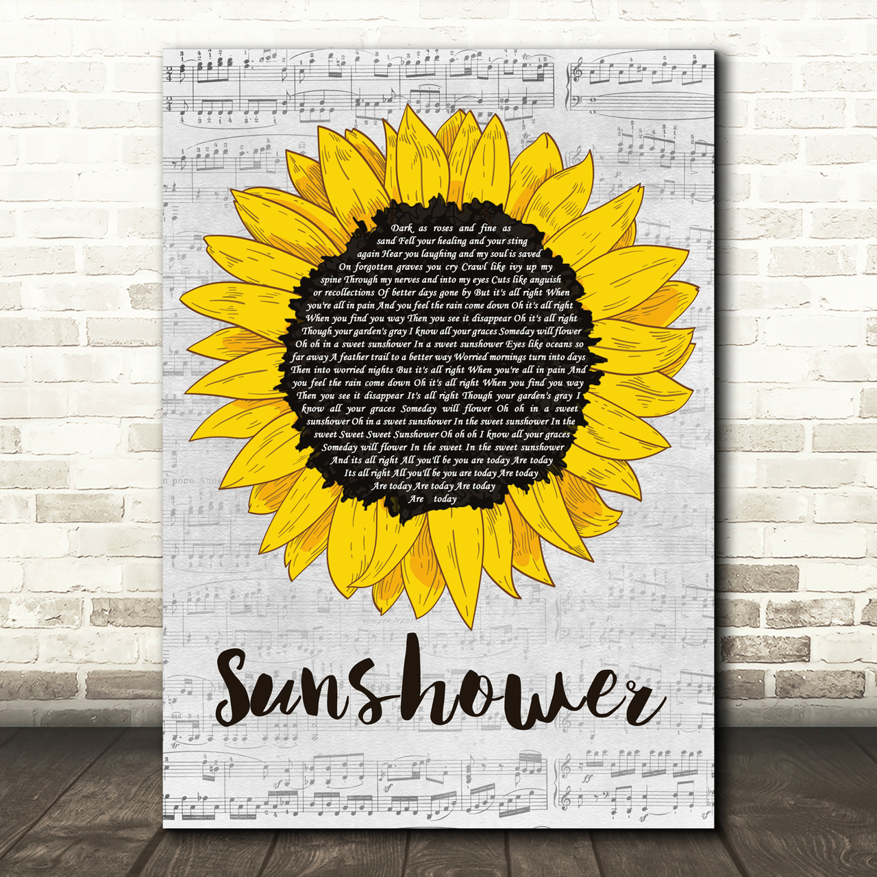 Chris Cornell Sunshower Grey Script Sunflower Song Lyric Music Art Print