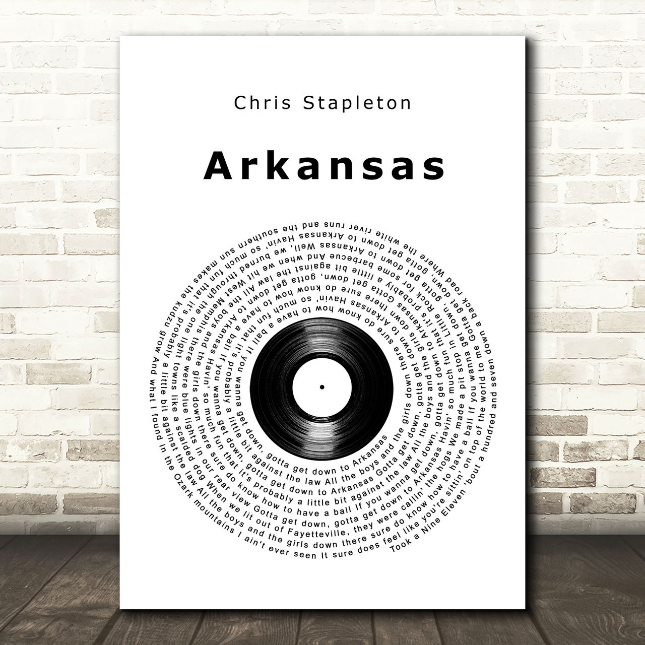 Chris Stapleton Arkansas Vinyl Record Song Lyric Art Print