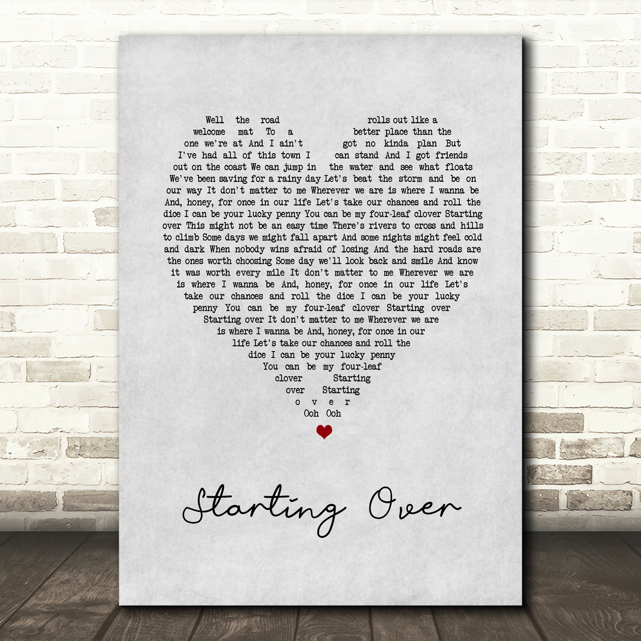 Chris Stapleton Starting Over Grey Heart Song Lyric Music Art Print