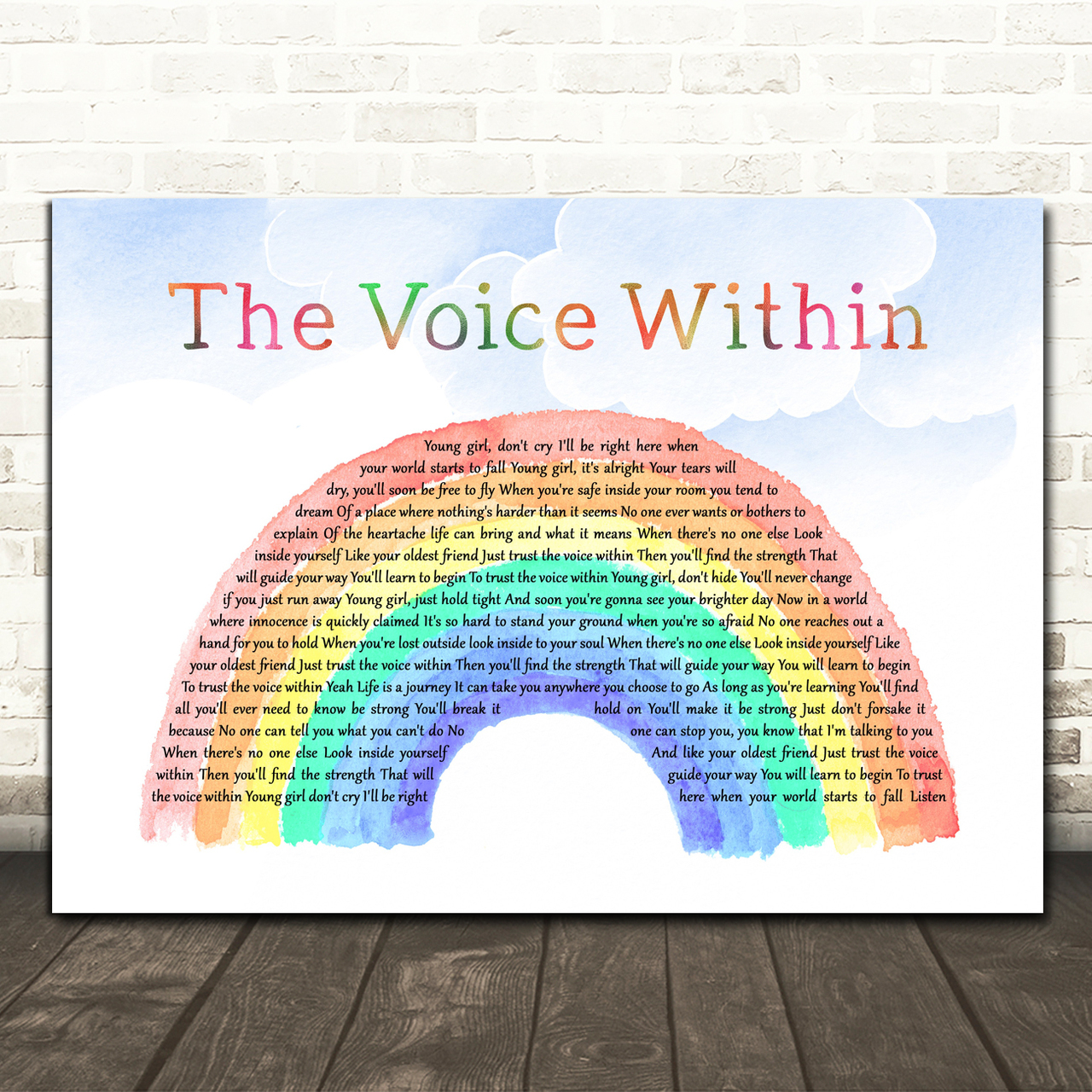 Christina Aguilera The Voice Within Watercolour Rainbow & Clouds Song Lyric Art Print