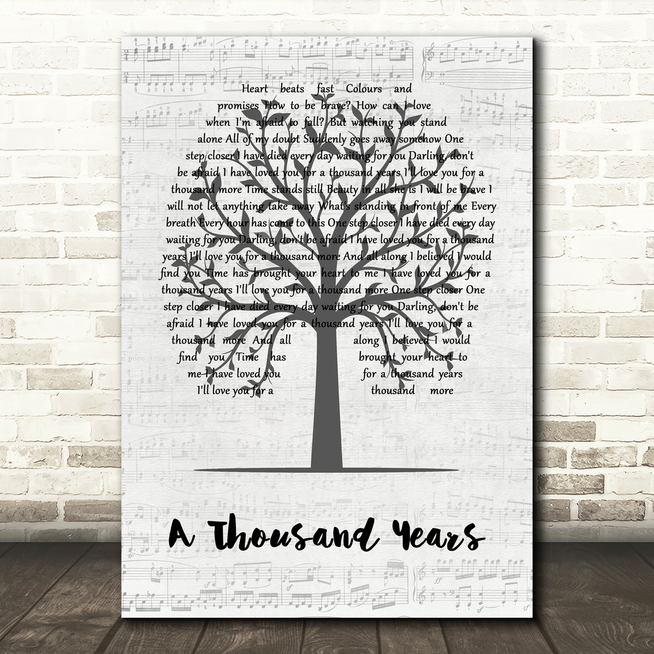 Christina Perri A Thousand Years Music Script Tree Song Lyric Quote Music Poster Print