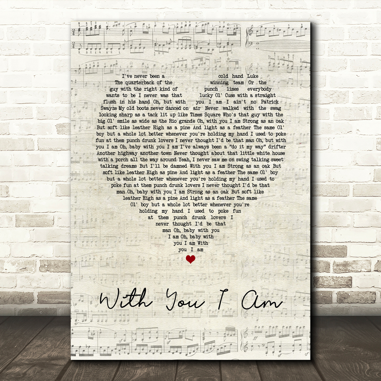Cody Johnson With You I Am Script Heart Song Lyric Print