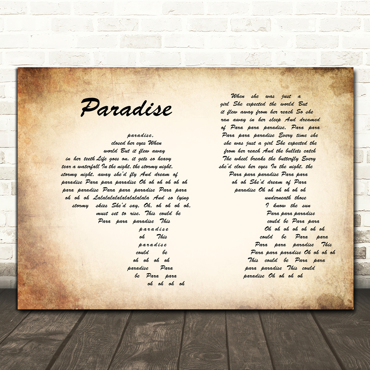 Coldplay Paradise Man Lady Couple Song Lyric Music Print