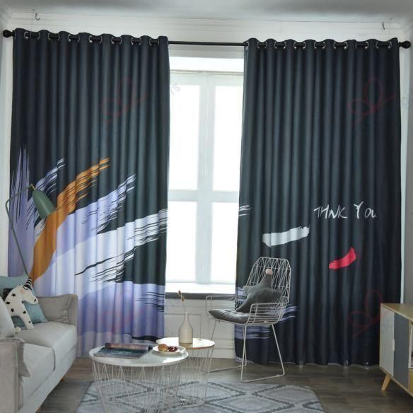 Color Scrawl Printed Window Curtain Home Decor