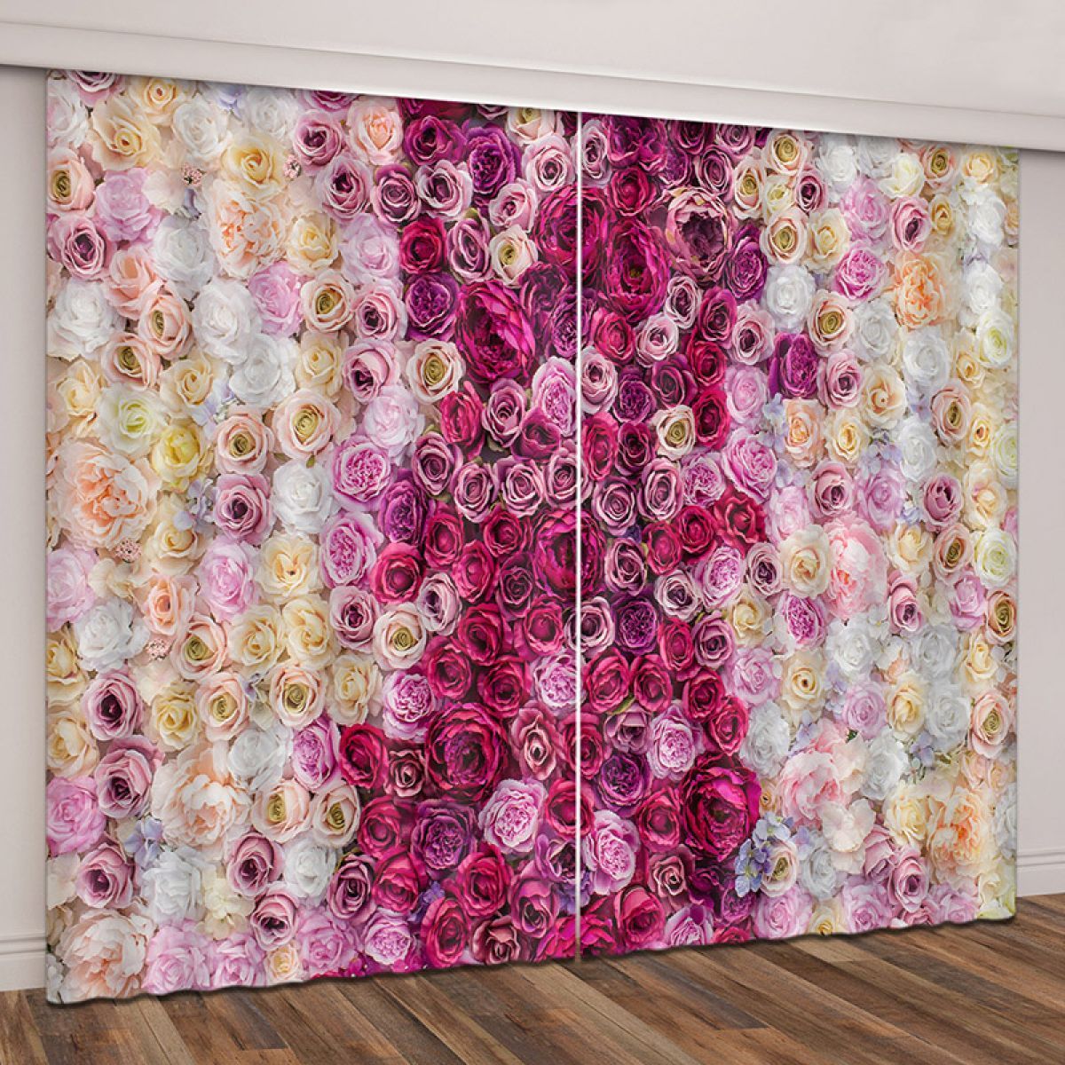 Colorful Roses Romantic View Printed Window Curtain Home Decor