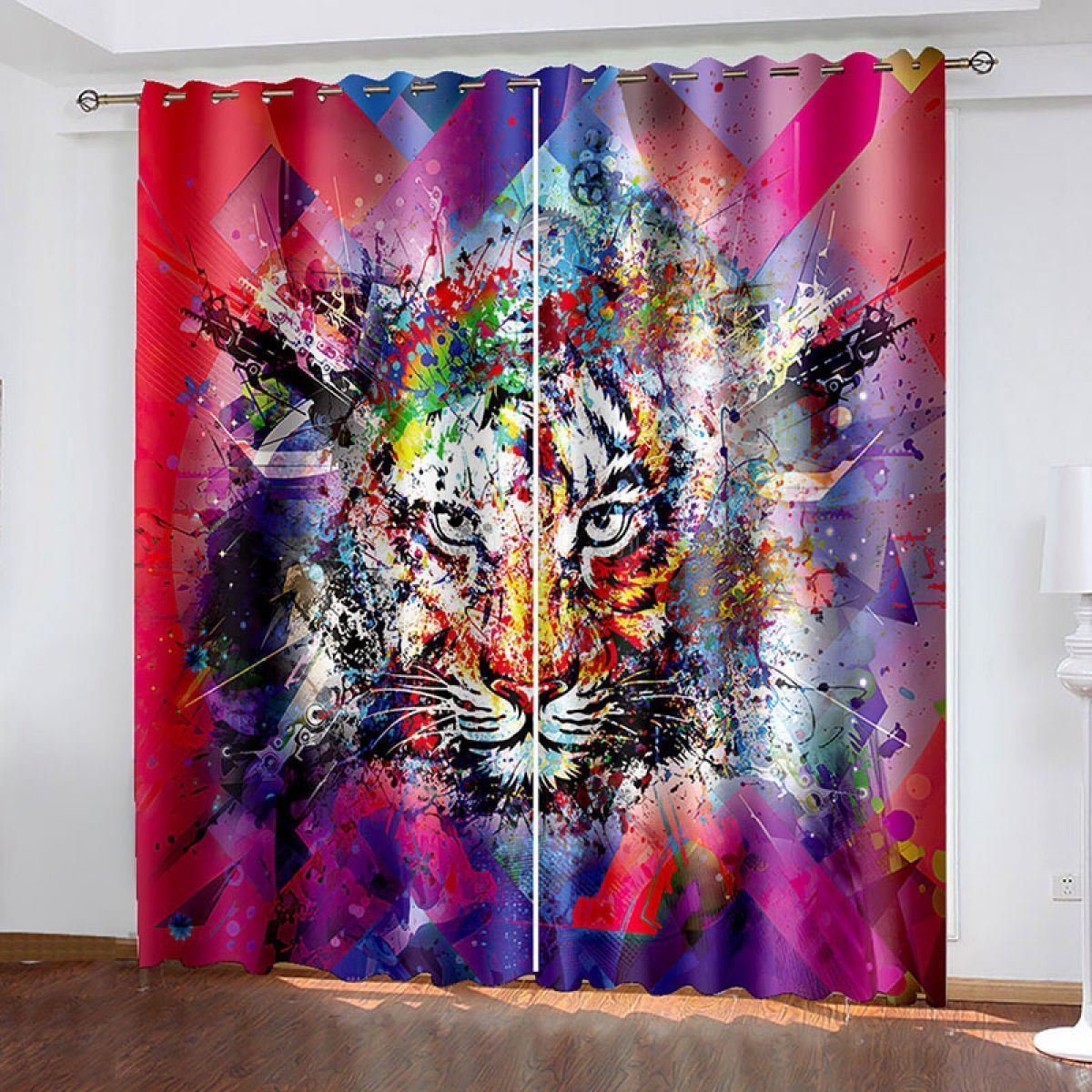 Colorful Tiger Printed Window Curtain Home Decor