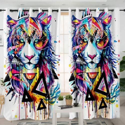 Colorful Tiger Triangle Printed Window Curtain