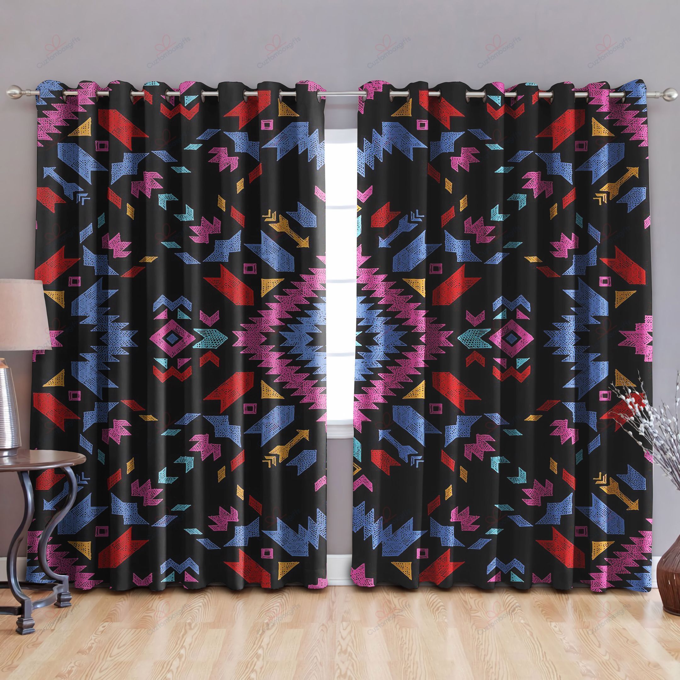 Colorful Tribal Ethnic Printed Window Curtain Home Decor