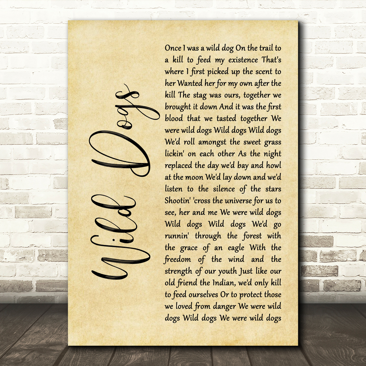 Colter Wall Wild Dogs Rustic Script Song Lyric Wall Art Print