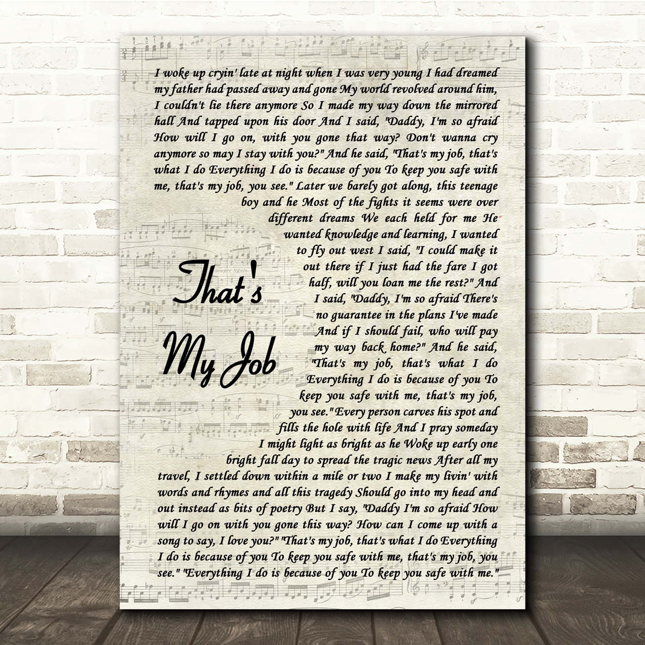 Conway Twitty That's My Job Vintage Script Song Lyric Music Print