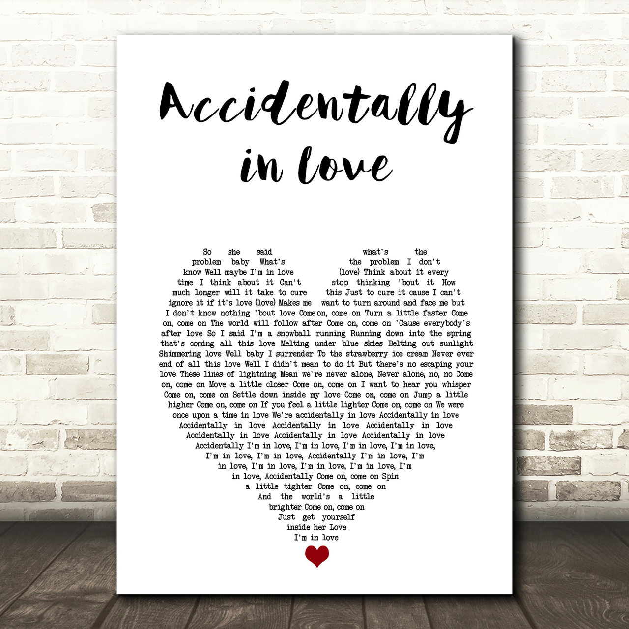 Counting Crows Accidentally in Love White Heart Song Lyric Art Print