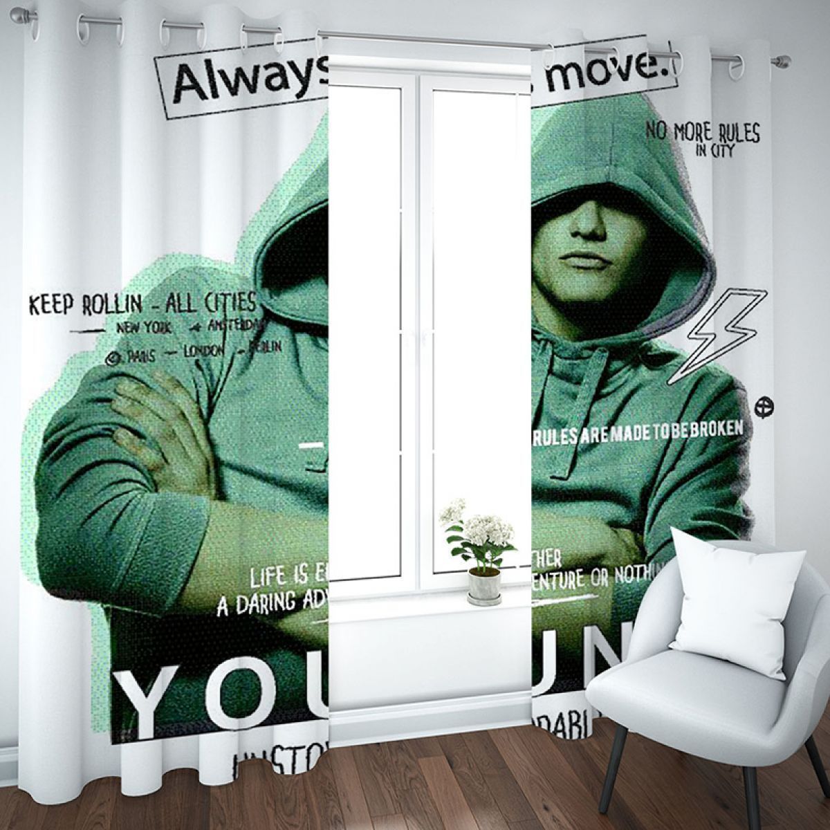 Cover Boy Always Move Printed Window Curtain Home Decor