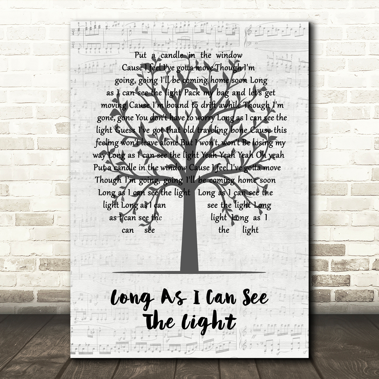 Creedence Clearwater Revival Long As I Can See The Light Music Script Tree Song Lyric Quote Music Poster Print