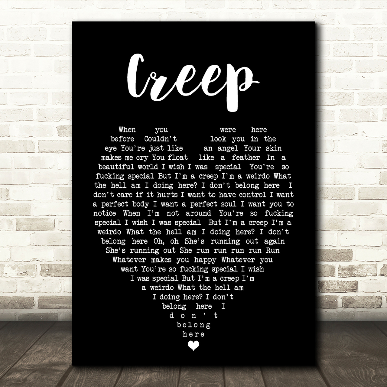 Creep Radiohead Black Heart Quote Song Lyric Print