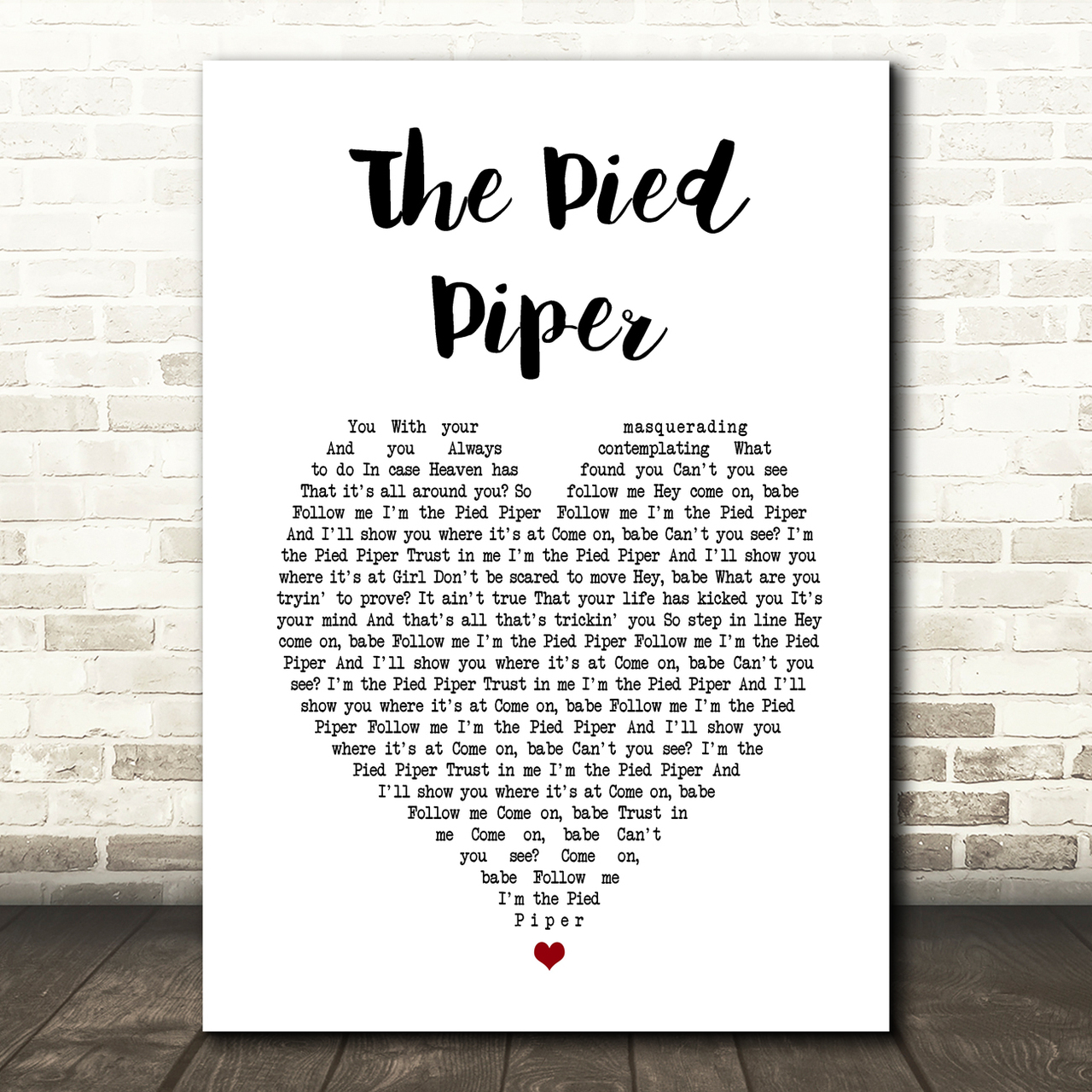 Crispian St. Peters The Pied Piper White Heart Song Lyric Art Print