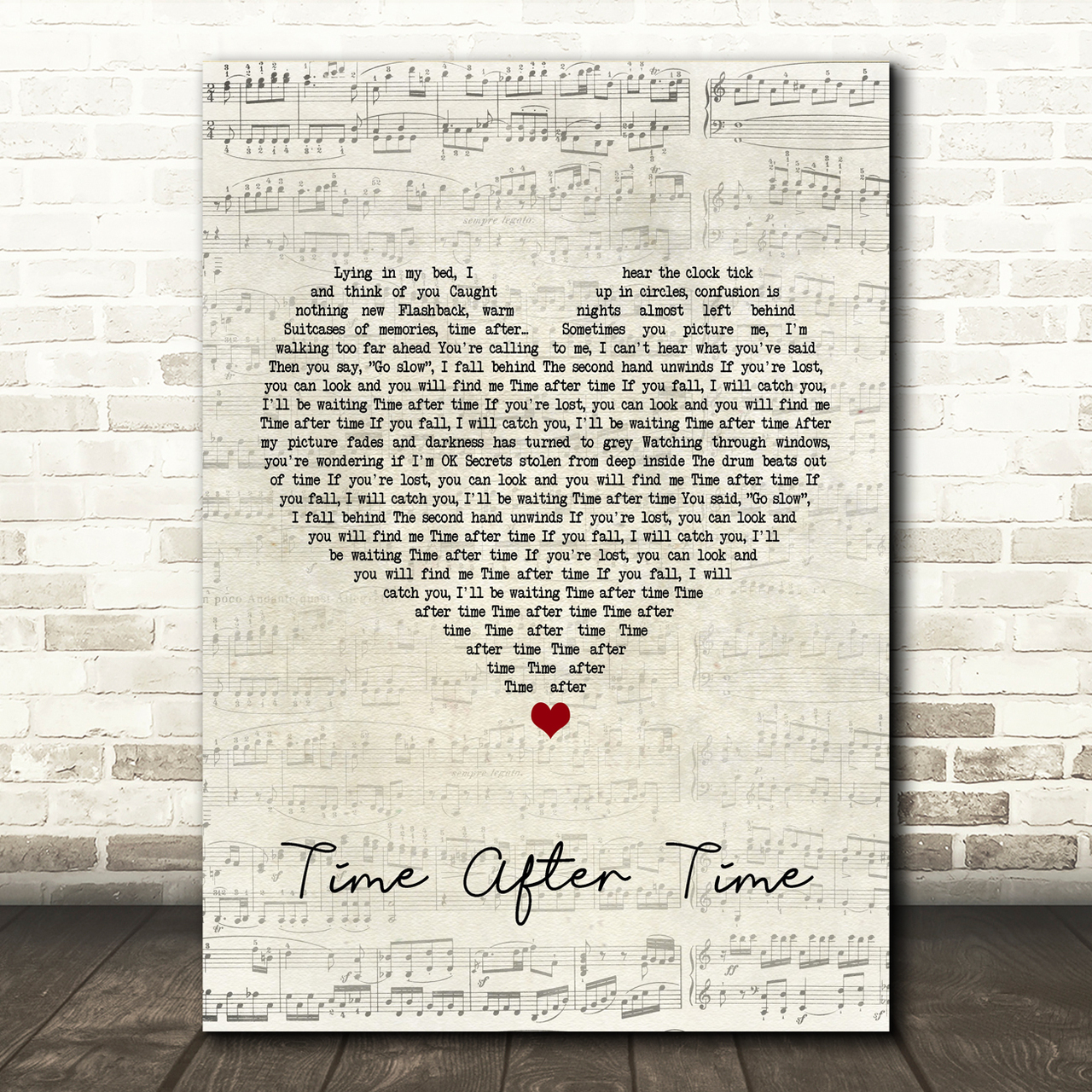 Cyndi Lauper Time After Time Script Heart Song Lyric Print