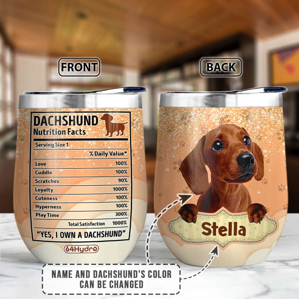 DACHSHUND Nutrition Facts Customized Wine Tumbler