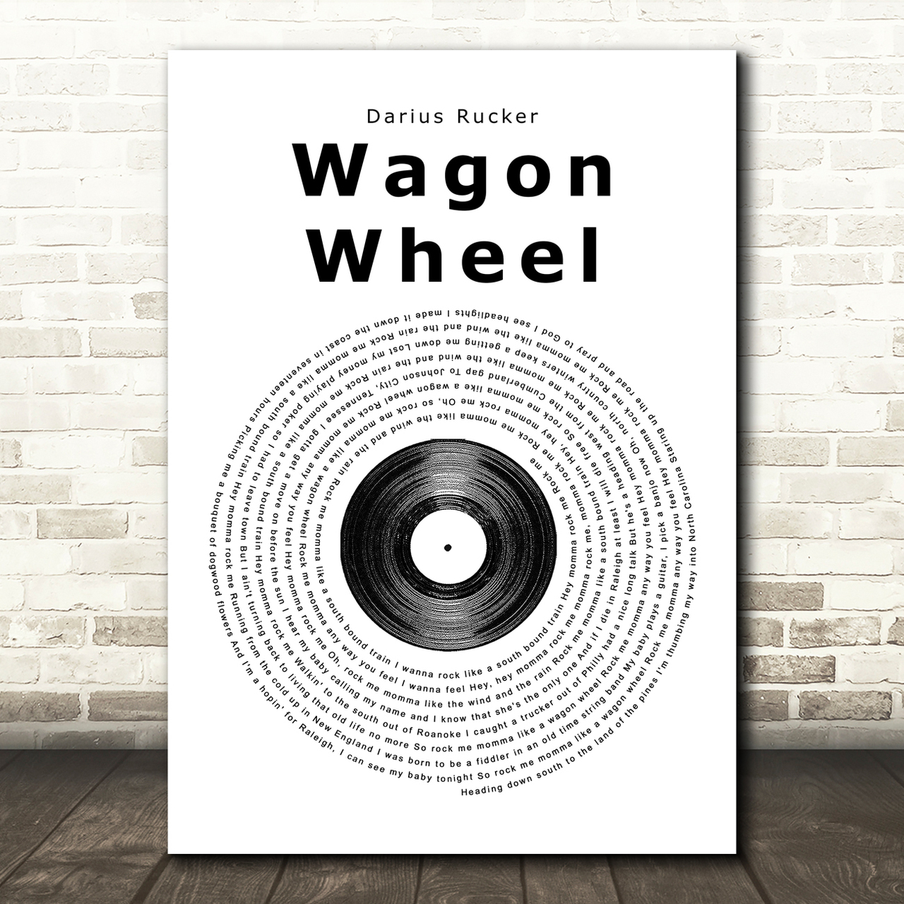 Darius Rucker Wagon Wheel Vinyl Record Song Lyric Print
