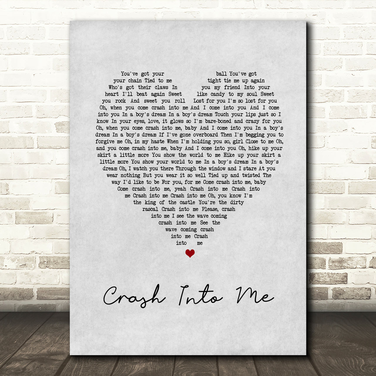 Dave Matthews Band Crash Into Me Grey Heart Song Lyric Wall Art Print