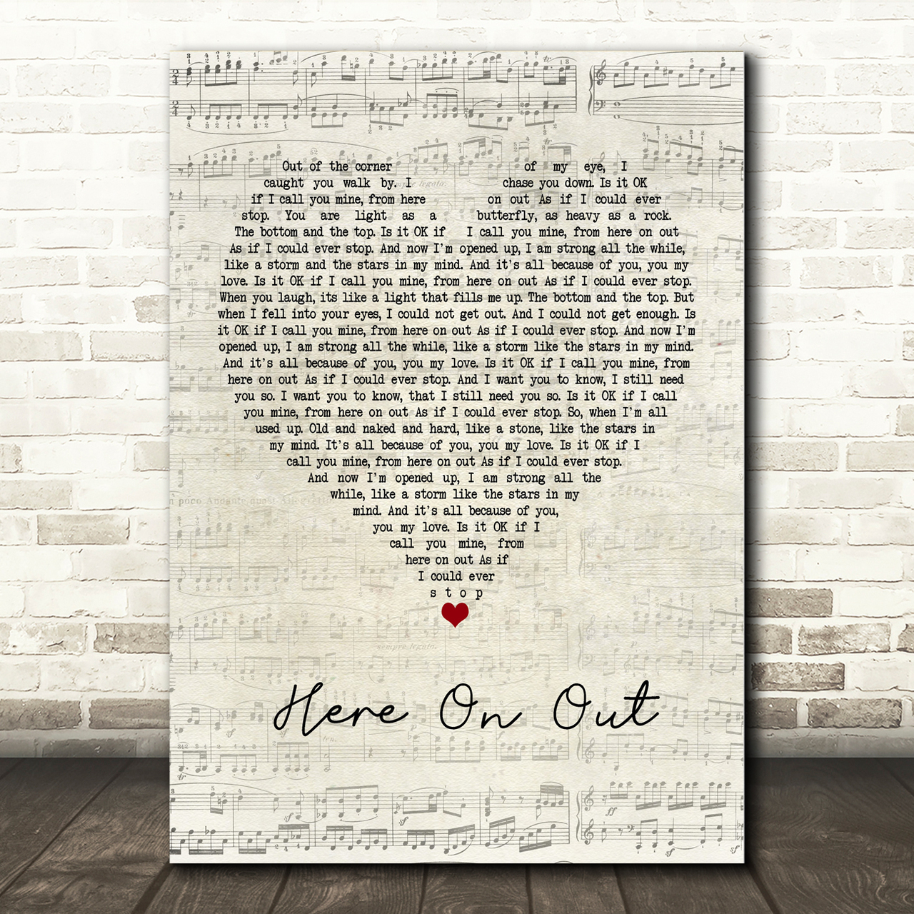 Dave Matthews Here On Out Script Heart Song Lyric Print