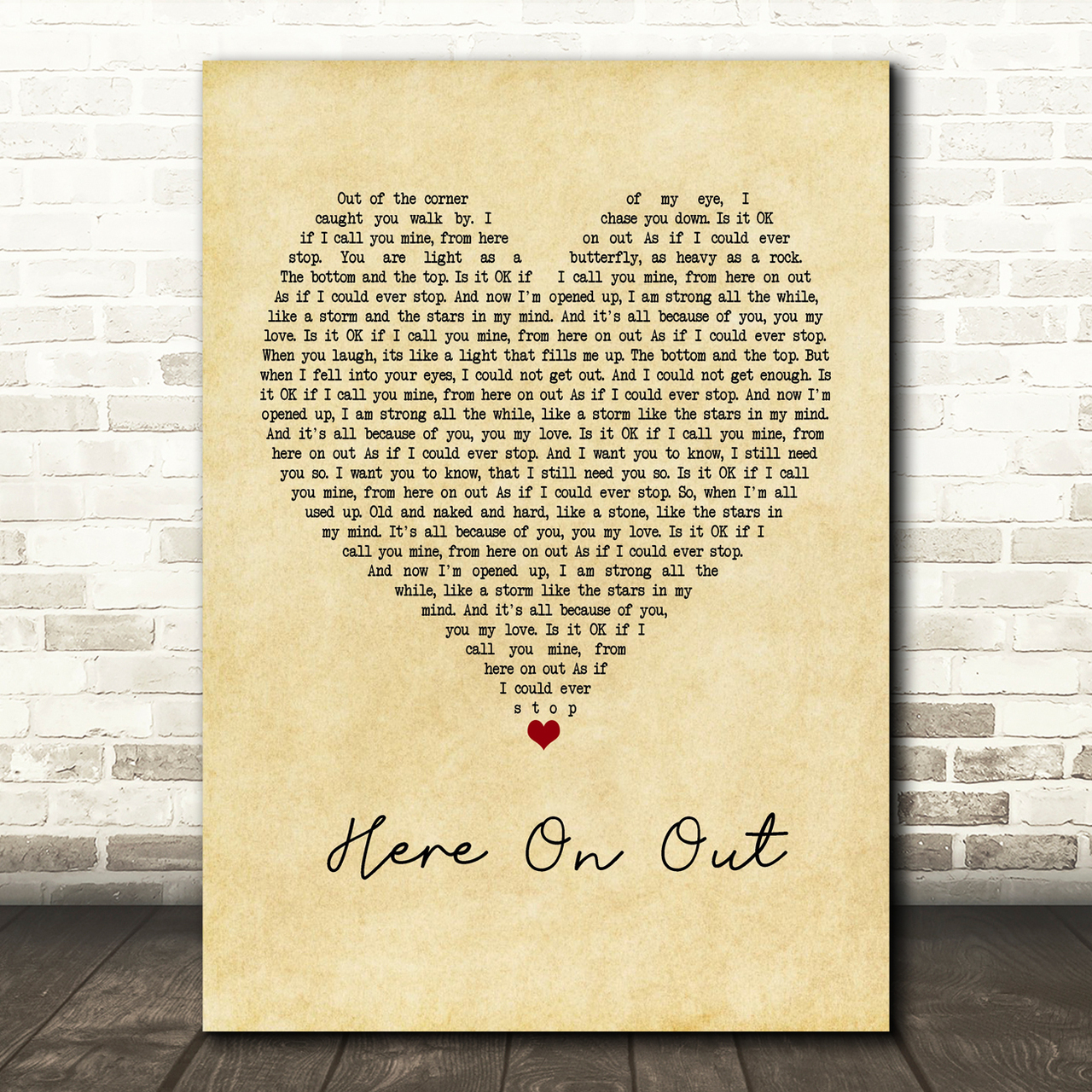 Dave Matthews Here On Out Vintage Heart Song Lyric Print