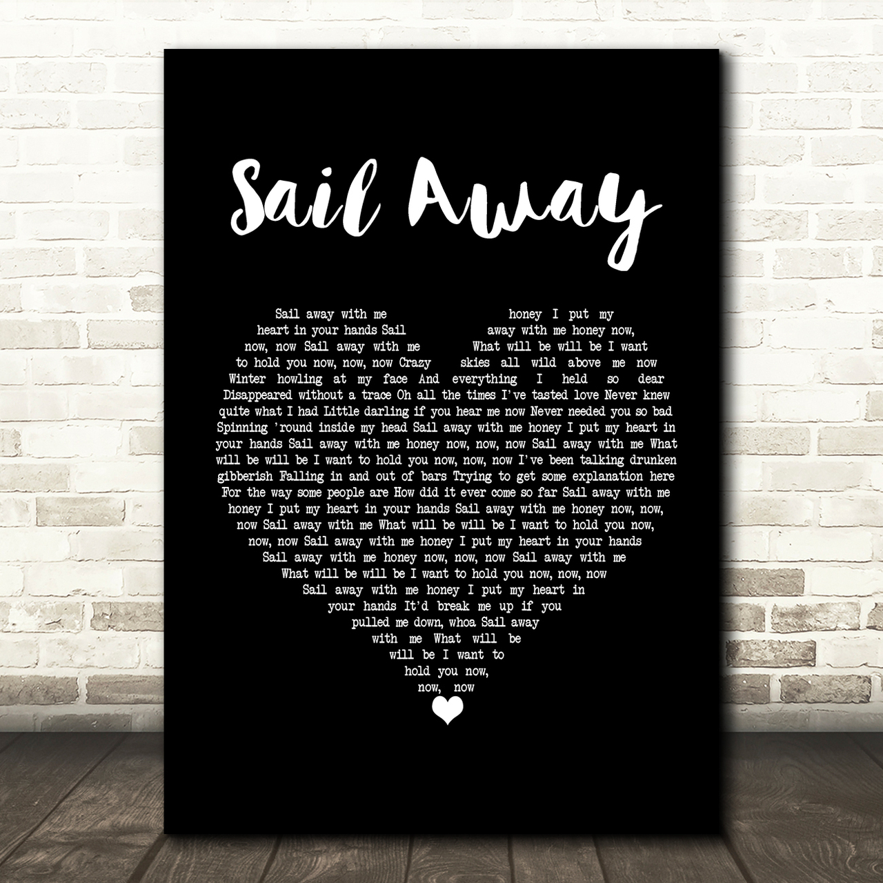 David Gray Sail Away Black Heart Song Lyric Music Print