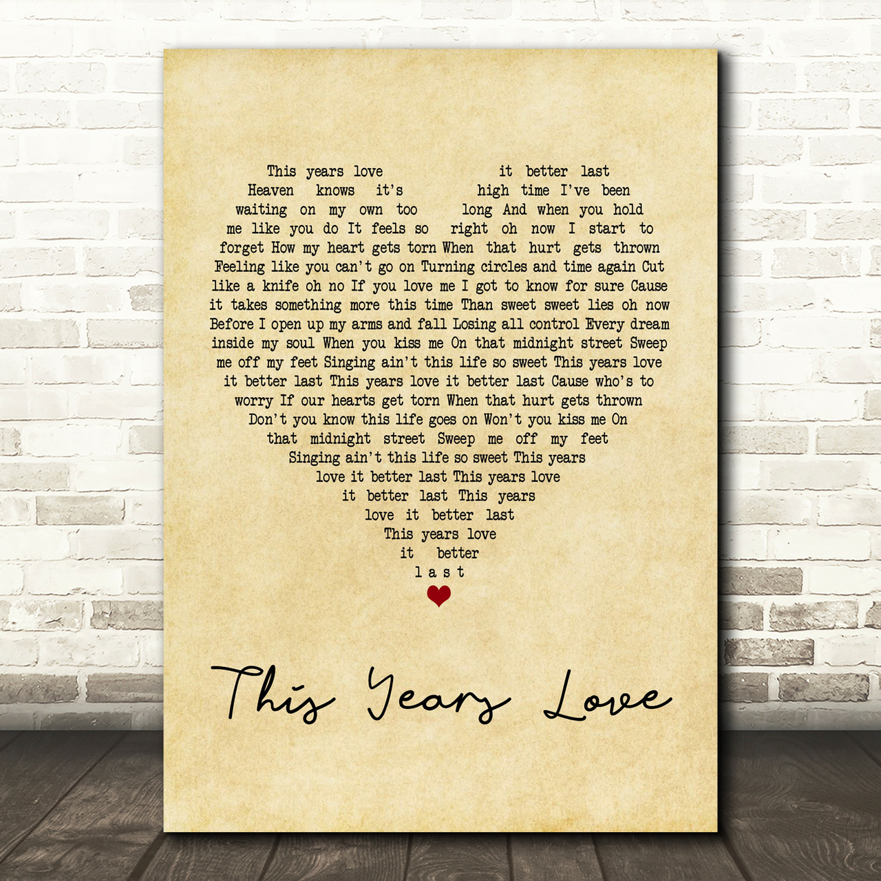 David Gray This Years Love Vintage Heart Song Lyric Print