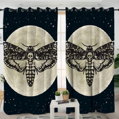 Death Moth Full Moon Printed Window Curtain