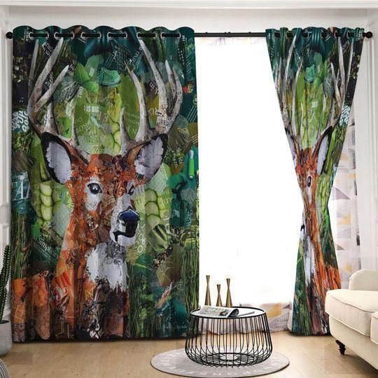 Deer Hunting Painting Window Curtain Home Decor