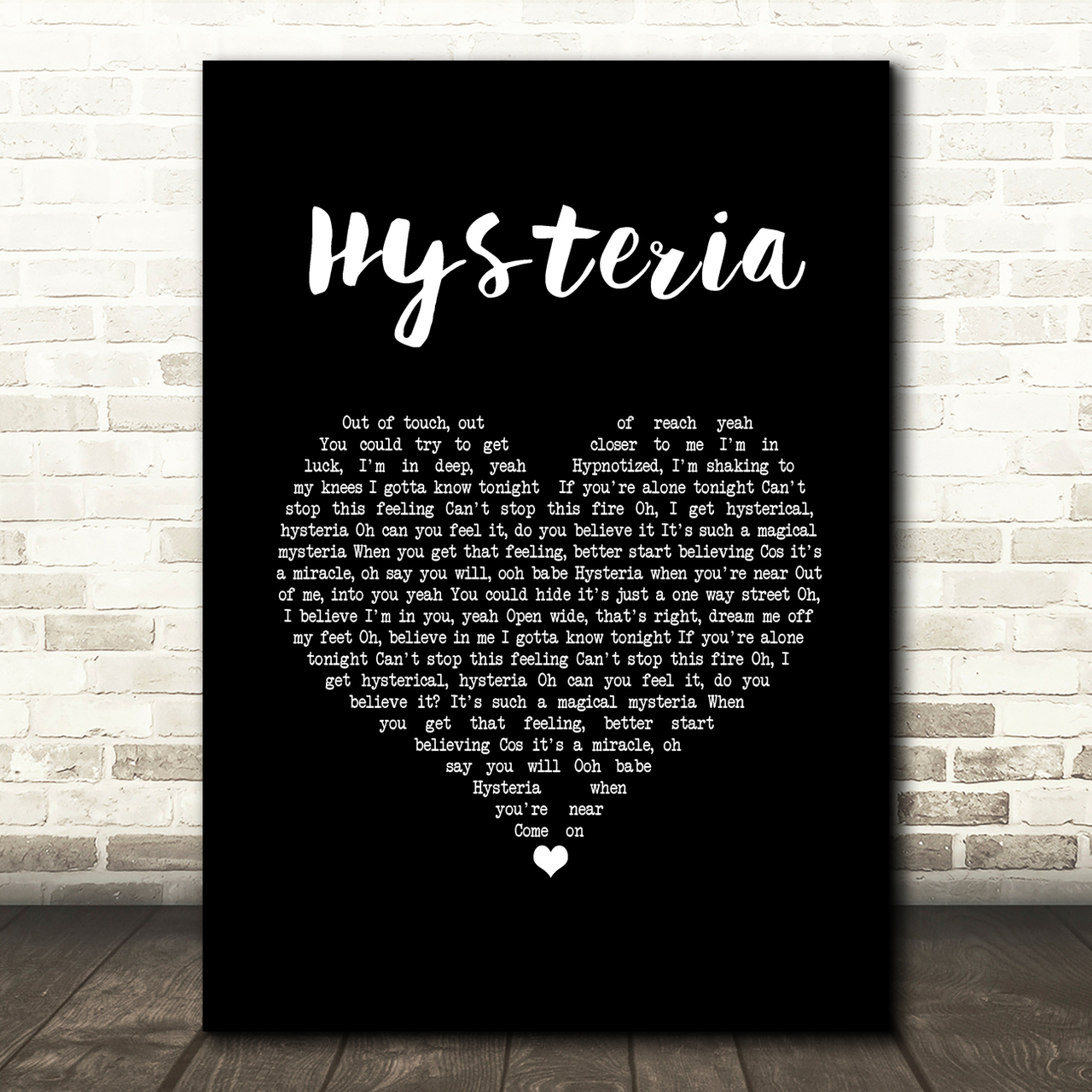 Def Leppard Hysteria Black Heart Song Lyric Wall Art Print