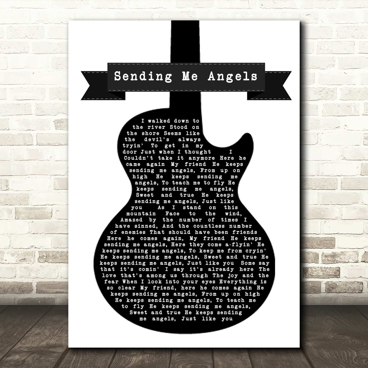 Delbert McClinton Sending Me Angels Black & White Guitar Song Lyric Wall Art Print