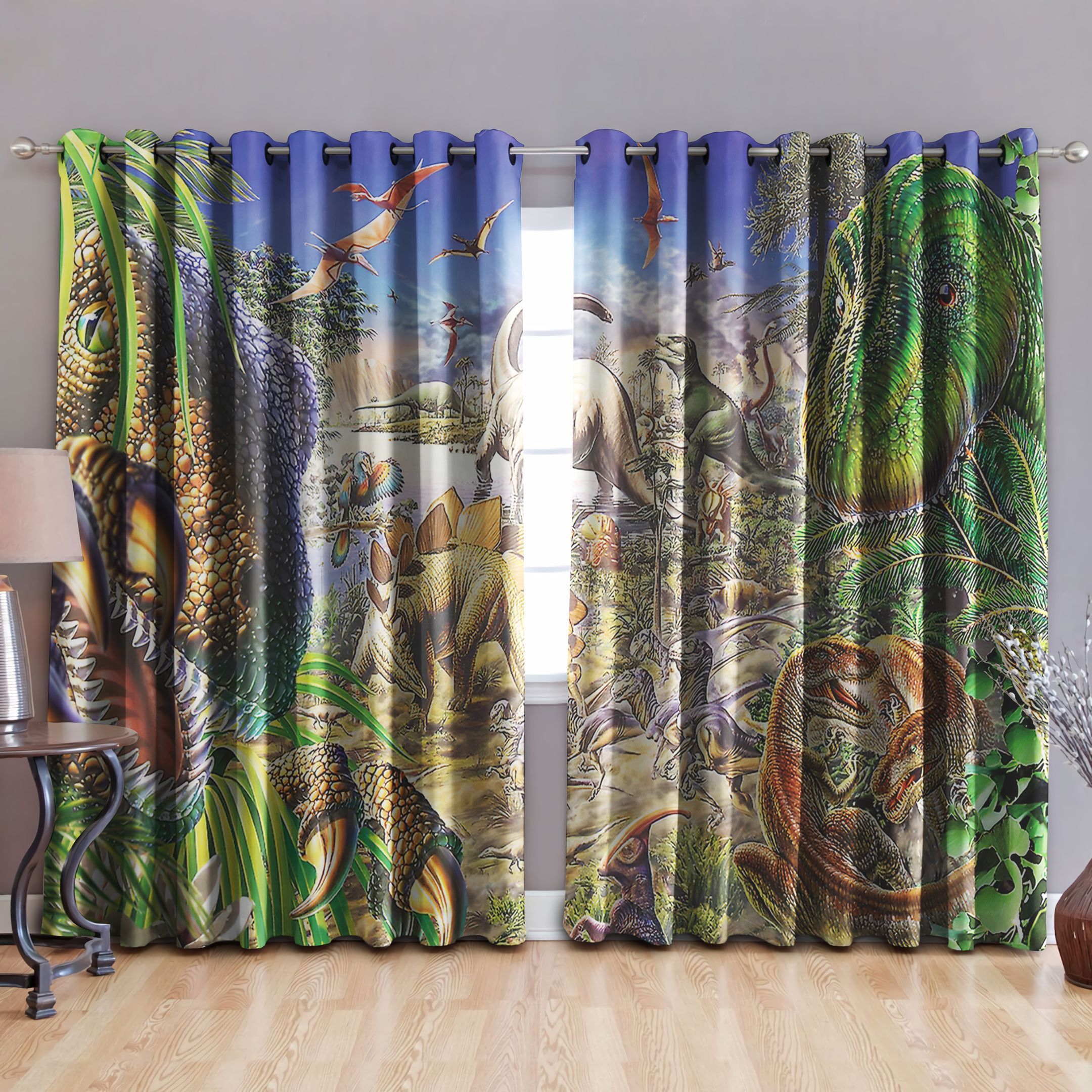 Dinosaur Wild And Free Printed Window Curtain Home Decor